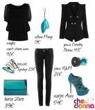 Total black e accessori turchesi