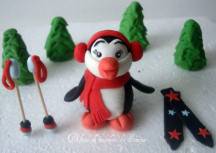 pinguino con sci