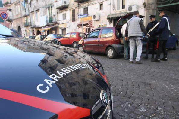 Italian Carabinieri check people in the