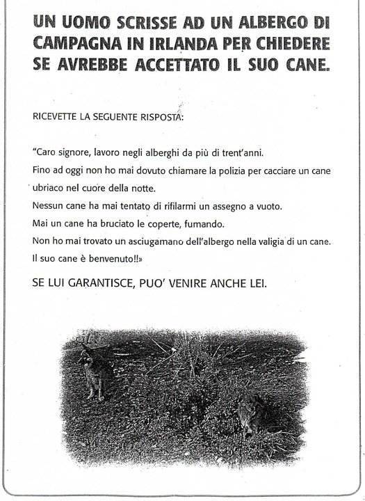 Lettera ad un albergo