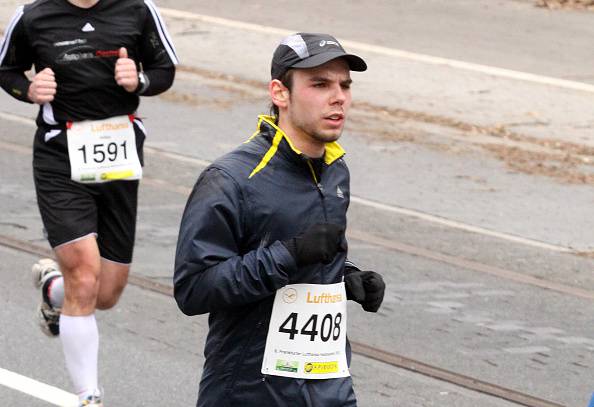 FRANKFURT, GERMANY - MARCH 14:(EXCLUSIVE COVERAGE)(EDITOR'S NOTE:  This photo is available exclusively through Getty Images except in Germany) In this photo released today, co-pilot of Germanwings flight 4U9525 Andreas Lubitz participates in the Frankfurt City Half-Marathon on March 14, 2010 in Frankfurt, Germany. Lubitz is suspected of having deliberately piloted Germanwings flight 4U 9525 into a mountain in southern France on March 24, 2015 and killing all 150 people on board, including himself, in the worst air disaster in Europe in recent history.  (Photo by Getty Images)