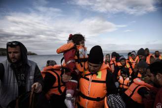 Migranti sull'isola di Lesbo (Getty Images)