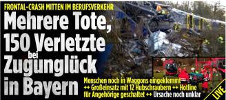 Home page del giornale tedesco Bild sullo scontro tra treni in Germania