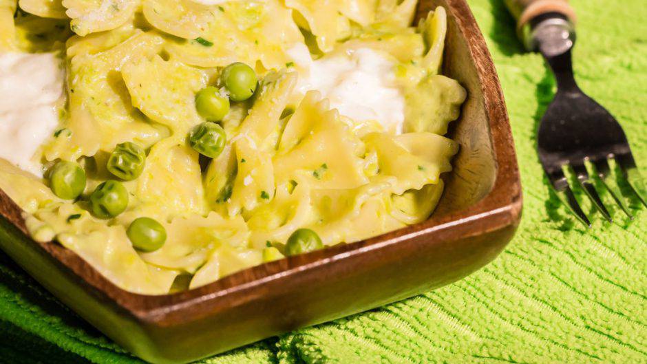 RIcetta pasta e piselli cremosa