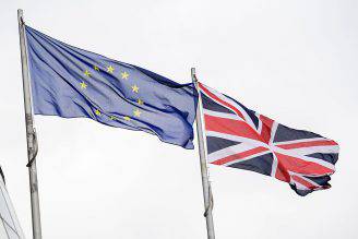Bandiera del Regno Unito e dell'Unione Europea (LEON NEAL/AFP/Getty Images)