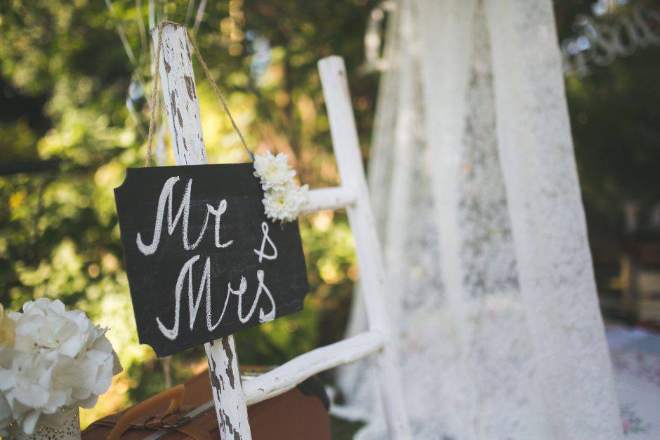 Mr & Mrs wooden sign