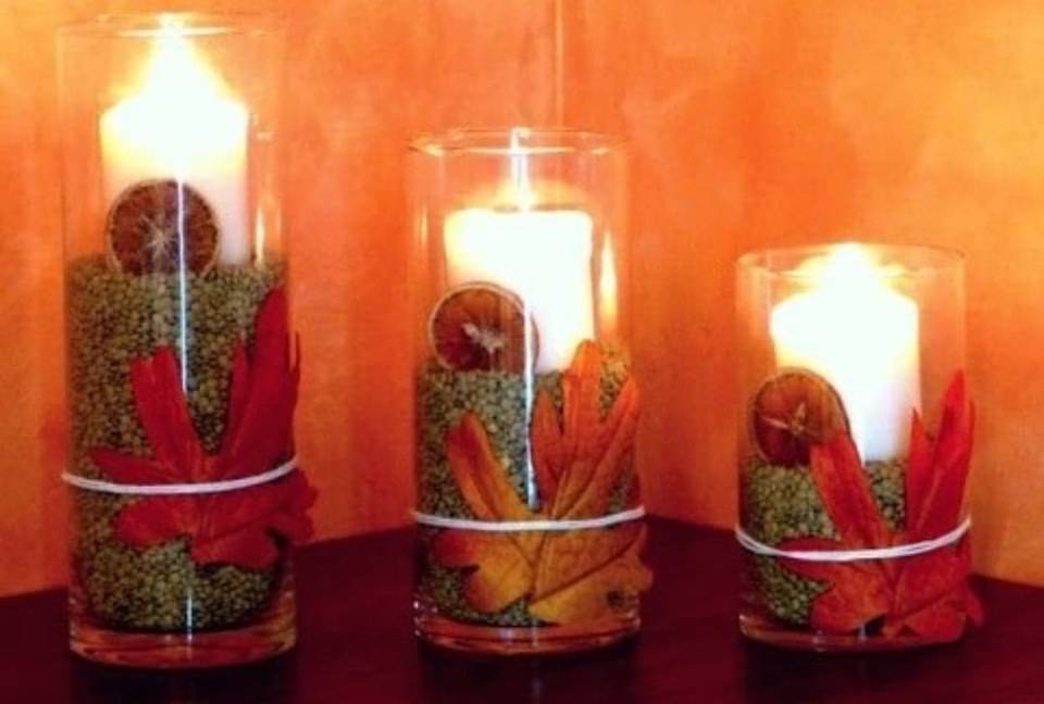 candele autunnali con i legumi