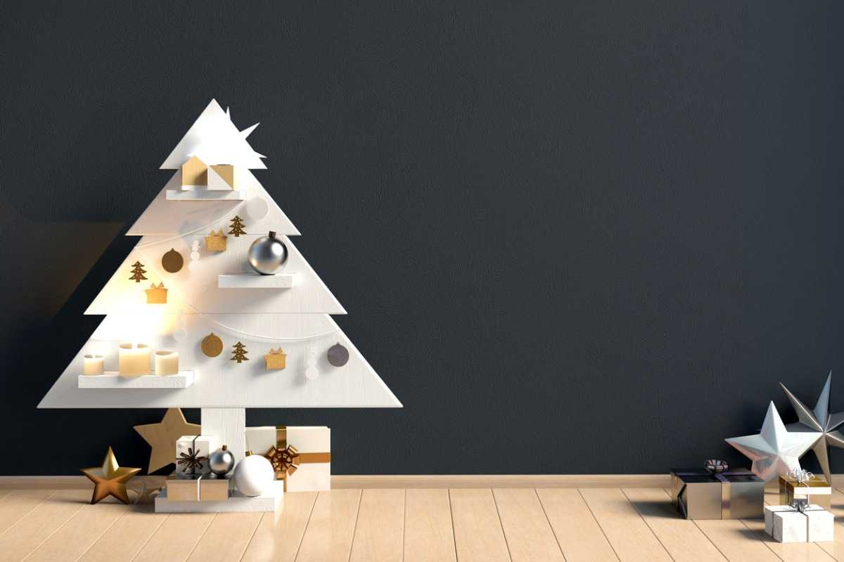 Decorazioni Albero Di Natale Moderno.Albero Di Natale In Stile Moderno Realizzato Con Materiali Originali