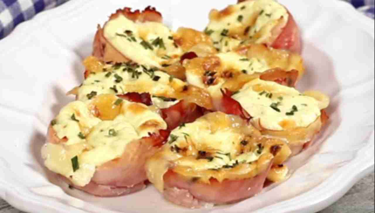 Cestini di prosciutto cotto e formaggio ricetta preparazione