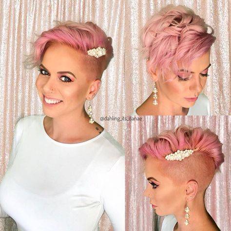 Pixie cut rasato rosa