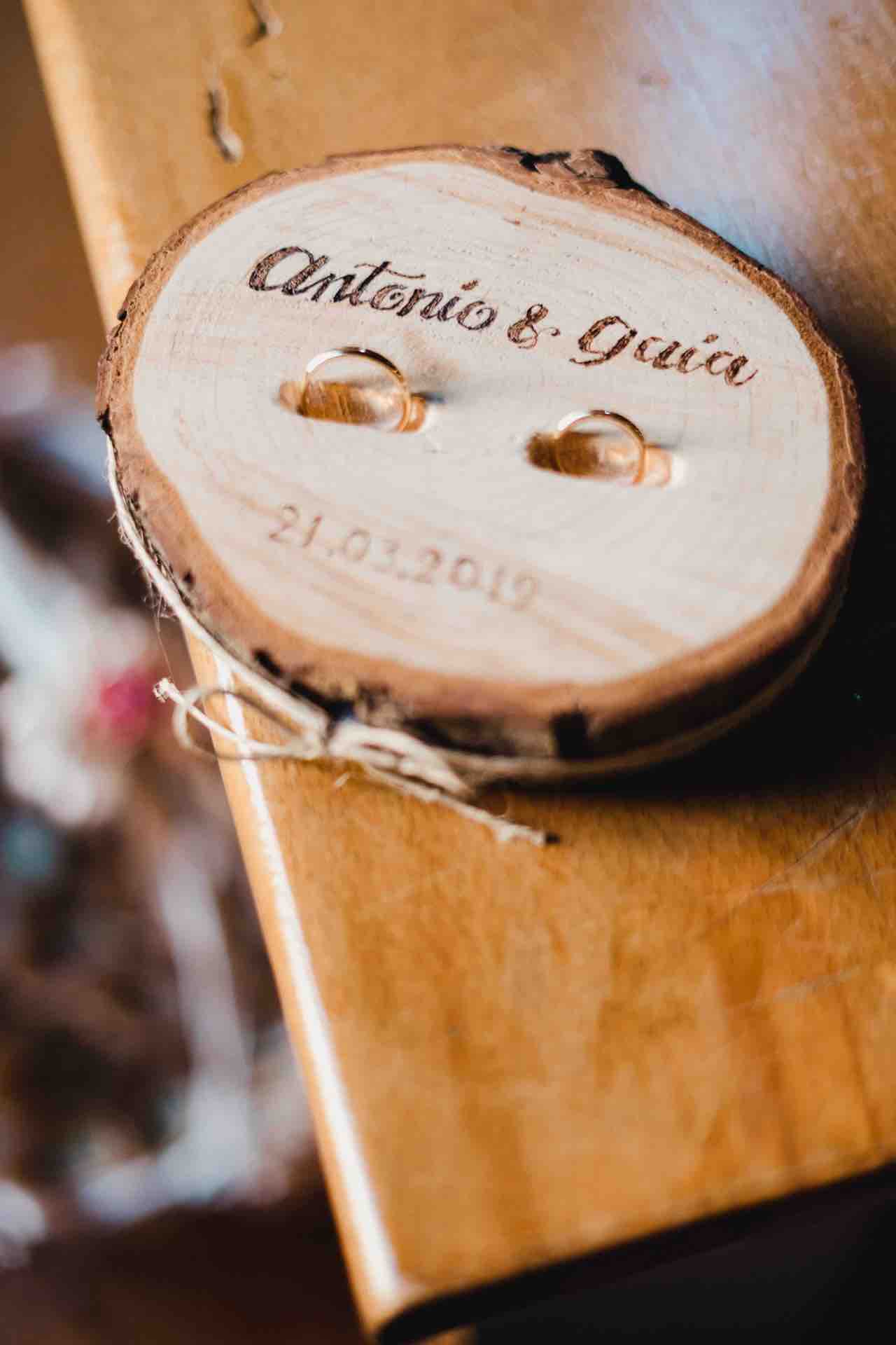 Scatola Porta Fedi Nuziali In Legno Stile Rustico - Ideale Per Matrimoni E Ricordo - Foto 5