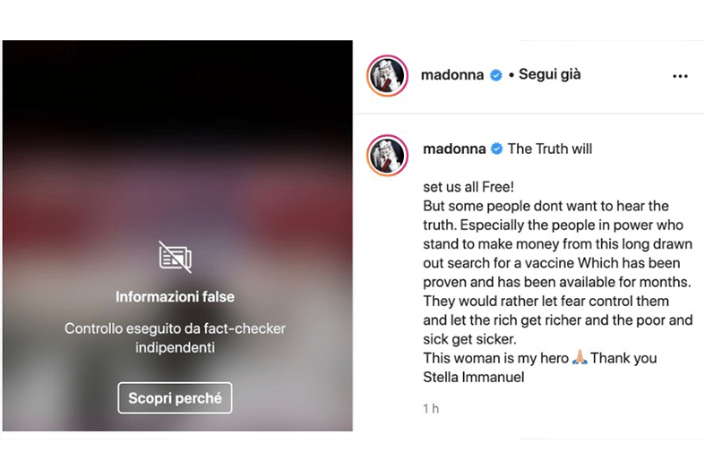 Post instagram di Madonna