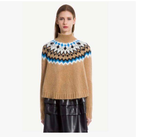Maglione Donna Elegante Invernale A Girocollo - Modello Jacquard Norvegese, Comodo E Morbido Per Taglie Forti