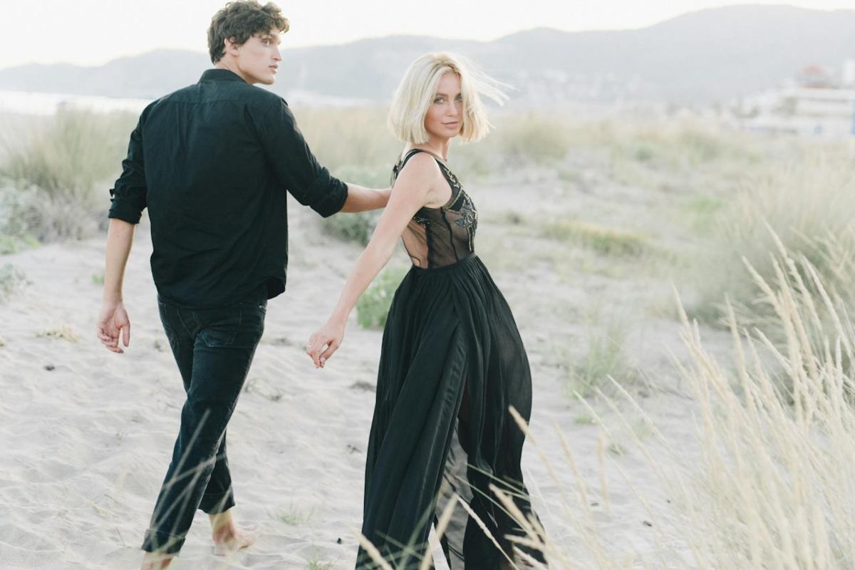 Ragazza con abito da sposa nero
