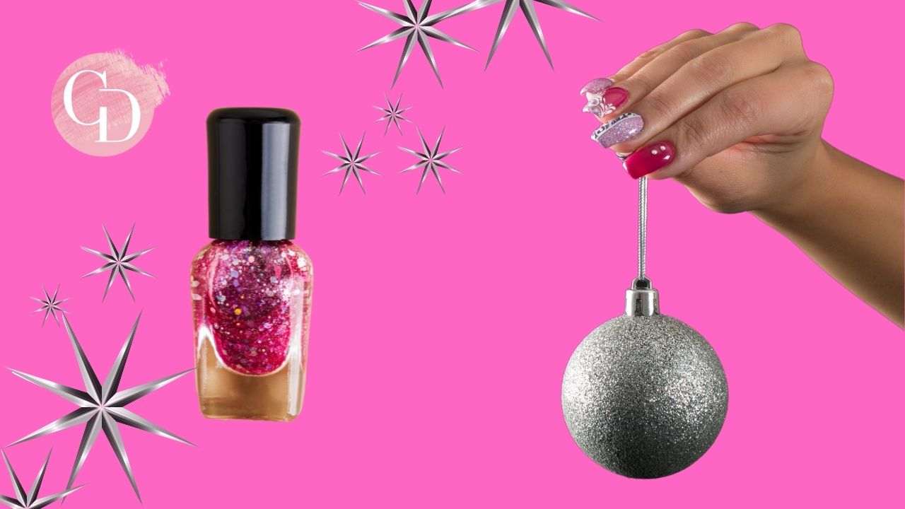 Nail art per il Natale smalto rosa 