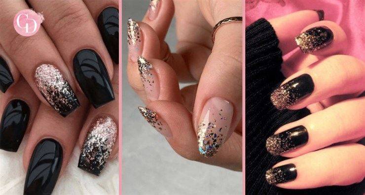 glitter shade manicure unghie corte