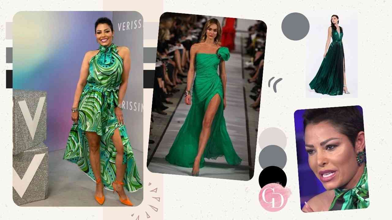 Outfit verde fantasia per Carolina Marconi 29-4-22.