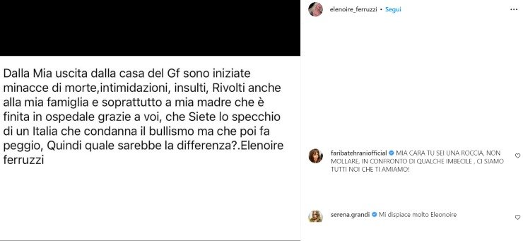 Elenoire Ferruzzi post Instagram 01-11-2022 chedonna