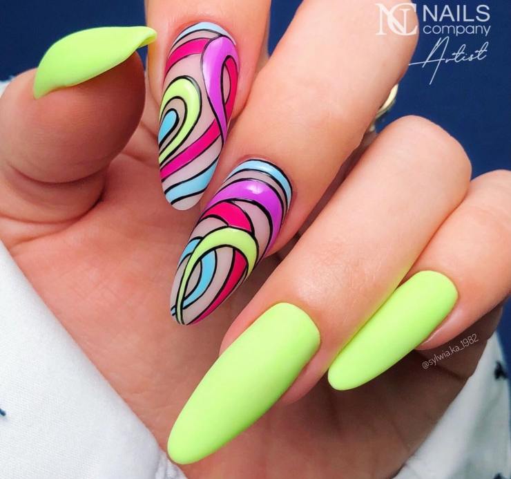 nail art fluo multicolore