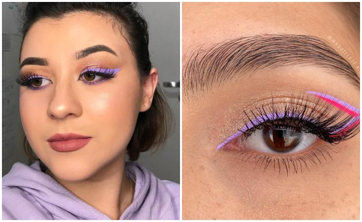 maquillage eyeliner graphique lilas 