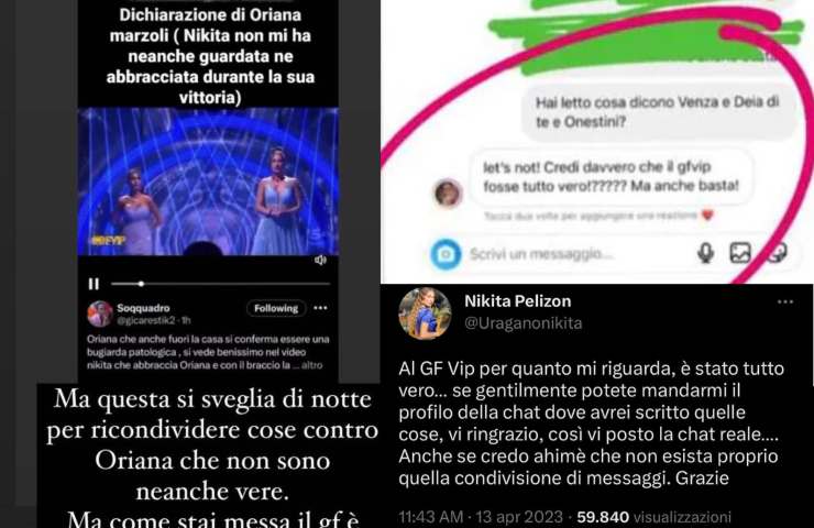 Nikita Pelizon sotto accusa per uno screen