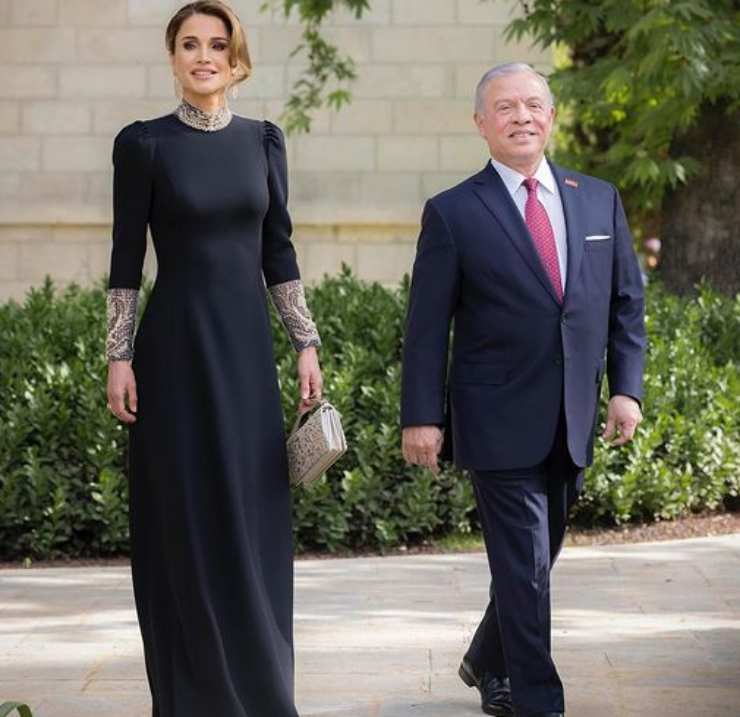 Il look di Rania di Giordania al matrimonio del figlio