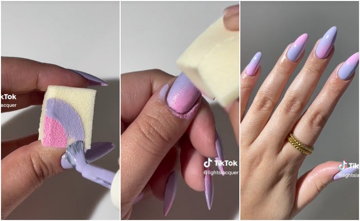 unghie ombre lilla tutorial nail art primavera