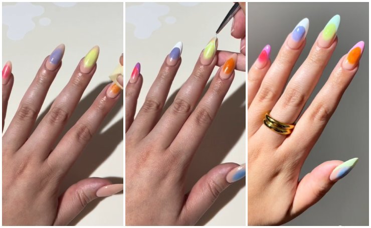Tutoriel de nail art sur l'effet d'aura coloré 
