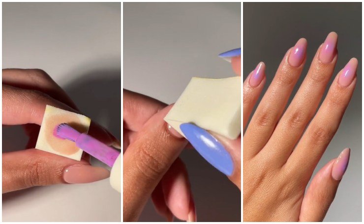 nude aura effect nails nail art tutorial summer