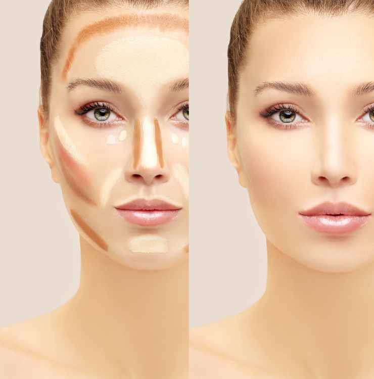 applicazione bronzer ed illuminante sul viso