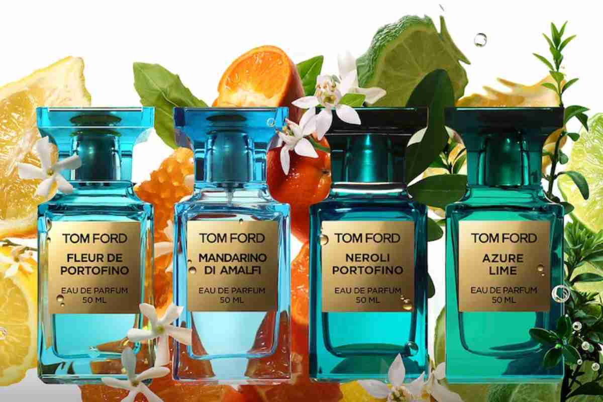 Quattro flaconi con Profumi agrumati Tom Ford 