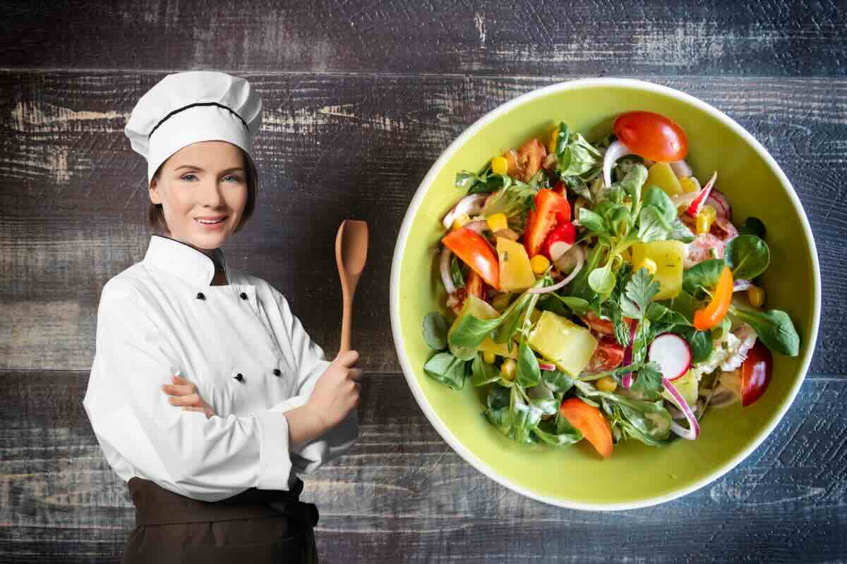 insalata e donna chef