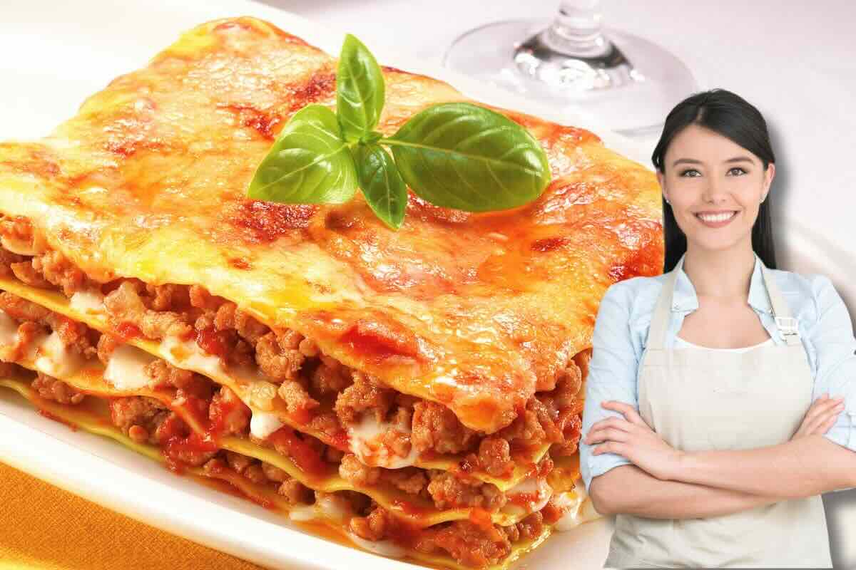 Lasagna, dona con grembiule