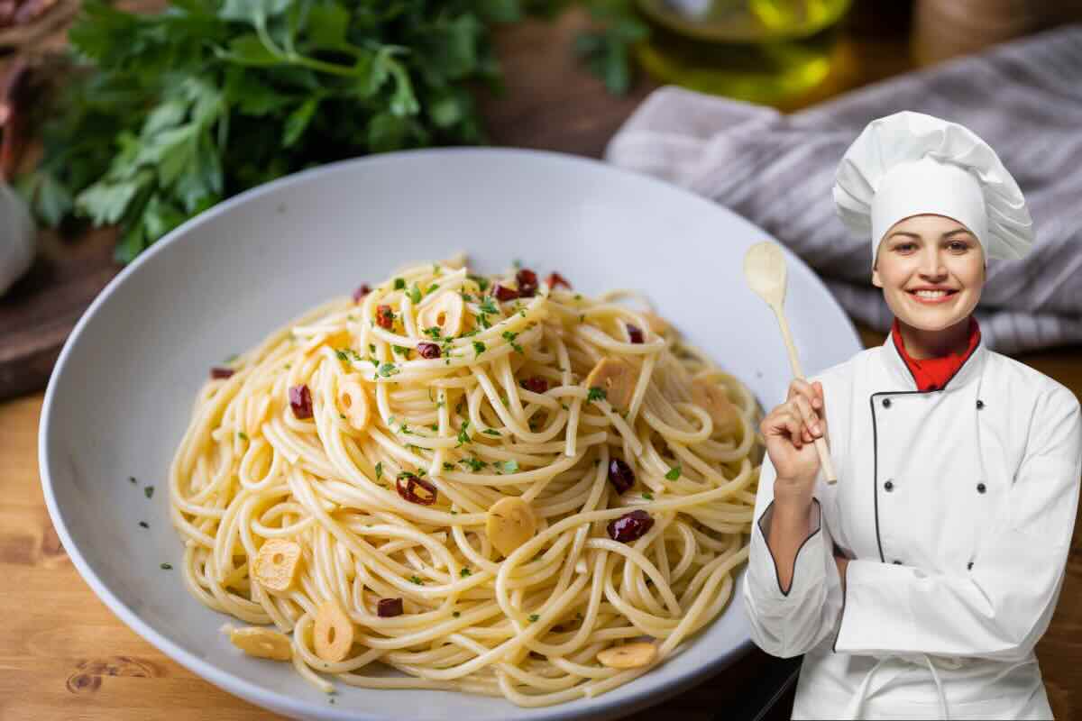 piatto di pasta alla carrettiera e chef
