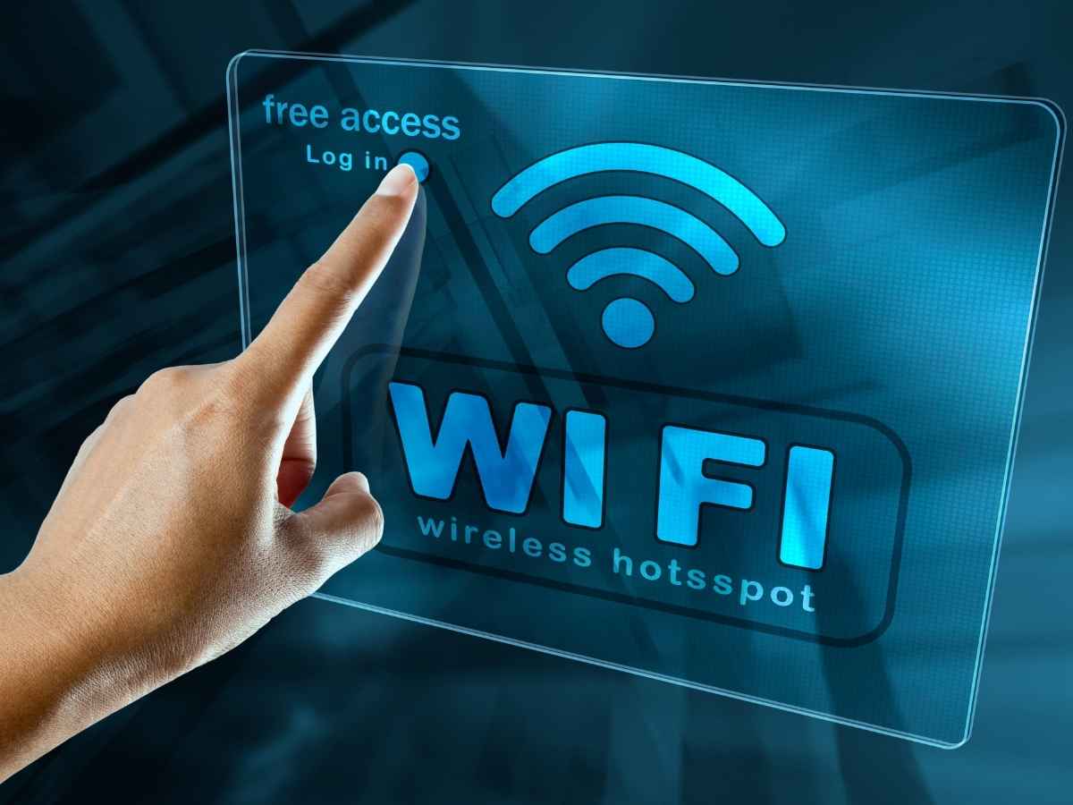 sfondo simbolo wi fi mano che tocca simbolo