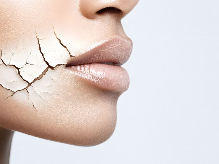 donna con pelle secca e screpolata