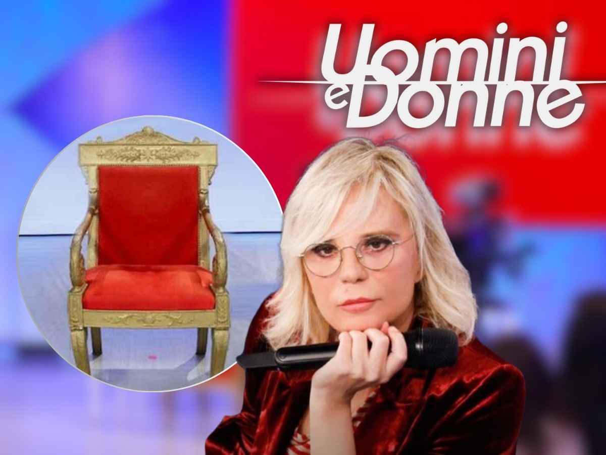 uomini e donne maria de filippi e immagine del trono vuoto