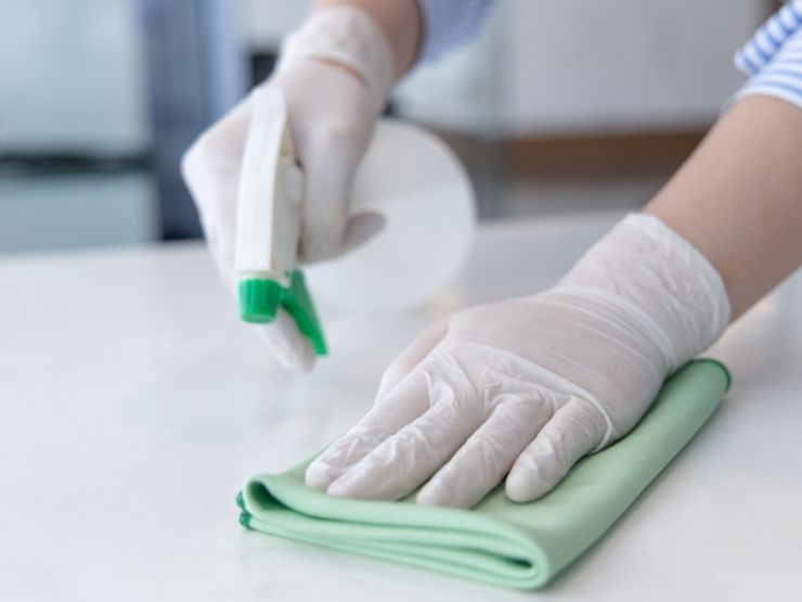 donna che fa pulizie in casa 