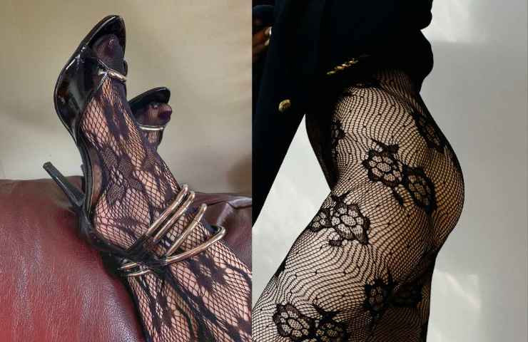 donna con calze in pizzo più piedi di una donna con calze in pizzo