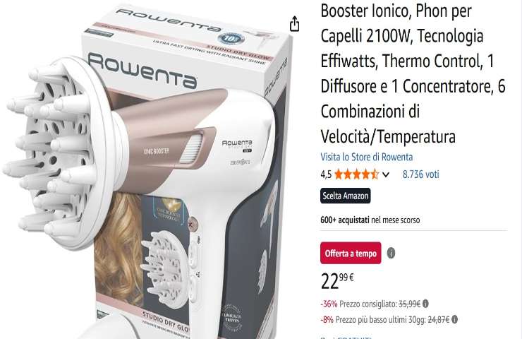 Offerta su Amazon asciugacapelli 