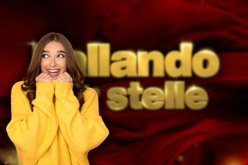 logo ballando con le stelle e donna felice