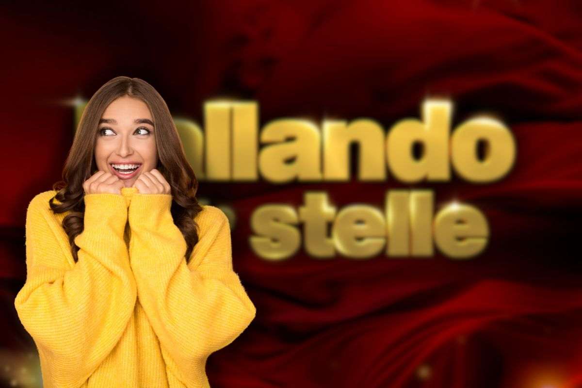 logo ballando con le stelle e donna felice