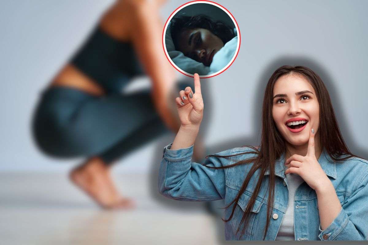 donna che fa pilates, un'altra che dorme beatamente in icona e un'altra che la indica