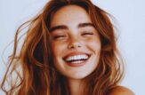 Il viso di una ragazza sorridente