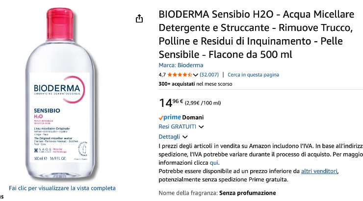 L'annuncio Amazon con un prodotto struccante